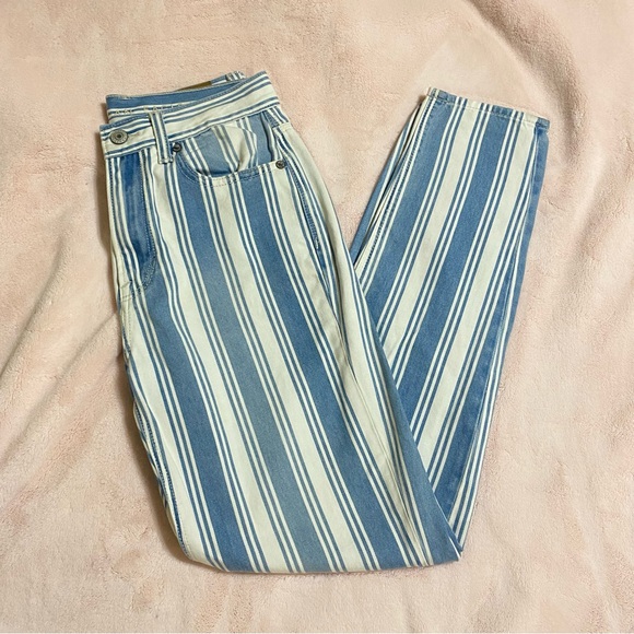 American Eagle Blue and White Striped Jeans - Picture 1 of 6